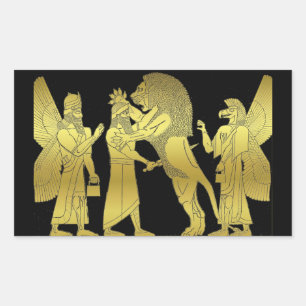 Lion Hunt Rectangular Sticker