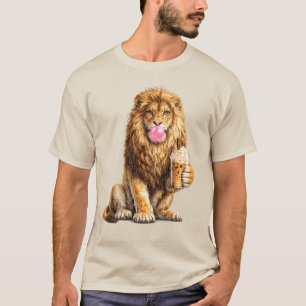 Lion Iced Coffee Bubble Gum Trendy Animal T-Shirt