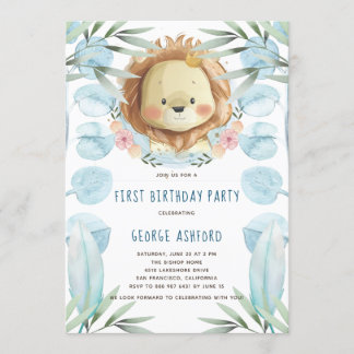 Lion Illustration Birthday Invitation