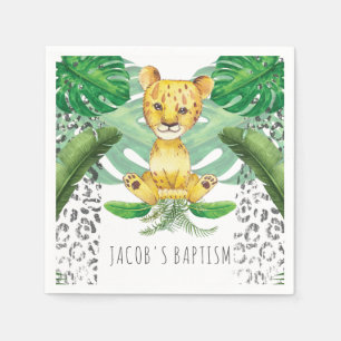 Lion Illustration Safari Baptism I Birthday Napkin