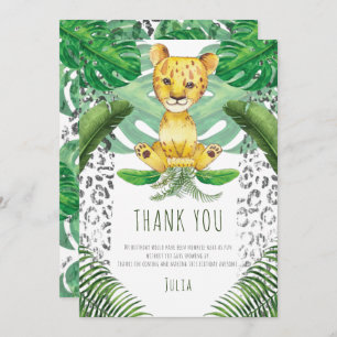 Lion Illustration Safari Birthday I Baptism Thank You Card