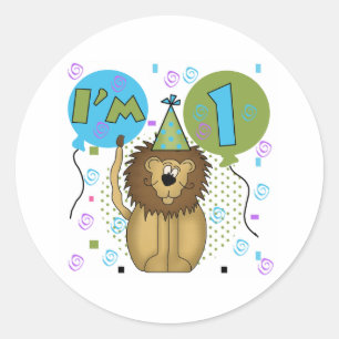 Lion I'm 1 First Birthday Classic Round Sticker