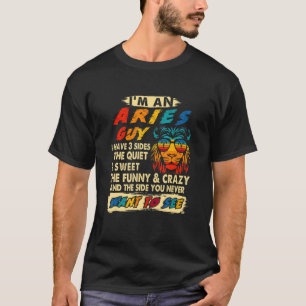 Lion I'm A Aries Guy I Have 3 Sides Birthday Vinta T-Shirt