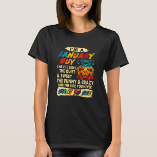 Lion I'm A January Guy I Have 3 Sides Birthday Vin T-Shirt