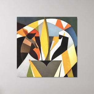 Lion In A Geometric Abstract Art Style  Canvas Print