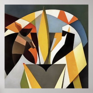 Lion In A Geometric Abstract Art Style Poster