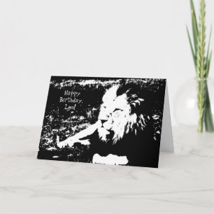 Lion in Black and White - Happy Birthday Leo! Card