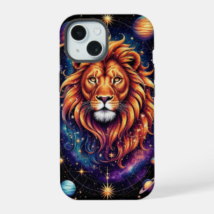 Lion in Cosmic Starry Galaxy iPhone 15 Case
