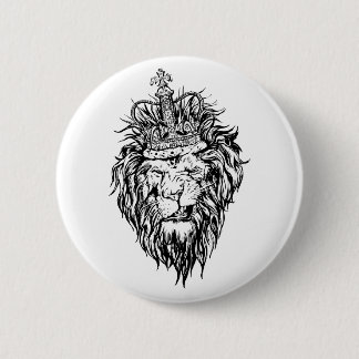 Lion in crown 6 cm round badge