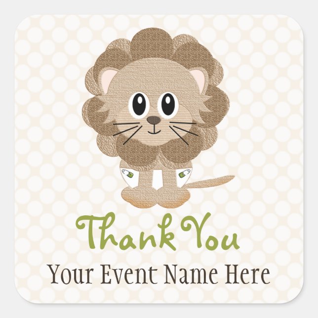 Lion in Diapers Favour Label Stickers (Front)