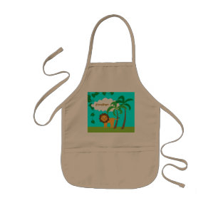 Lion in Jungle with Palm Trees Personalised Kids Apron