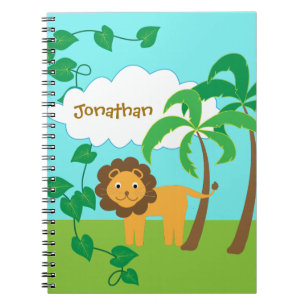 Lion in Jungle with Palm Trees Personalised Notebook