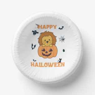 Lion In Pumpkin Sweet Lions Happy Halloween Paper Plate