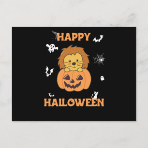 Lion In Pumpkin Sweet Lions Happy Halloween Postcard