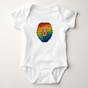 Lion in Rainbow Colours Baby Bodysuit