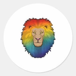 Lion in Rainbow Colours Classic Round Sticker