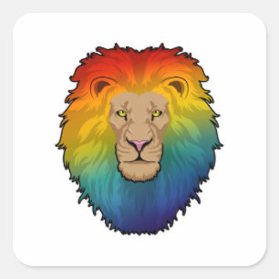 Lion in Rainbow Colours Square Sticker