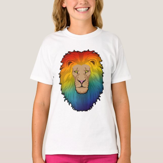 Lion in Rainbow Colours T-Shirt (Front)