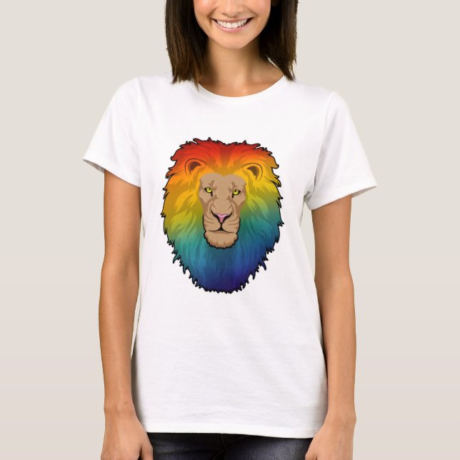 Lion in Rainbow Colours T-Shirt (Front)