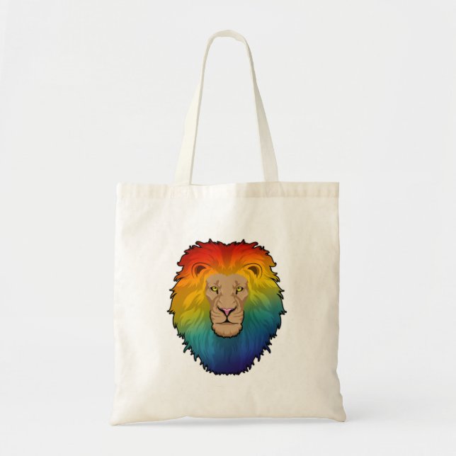 Lion in Rainbow Colours Tote Bag (Front)