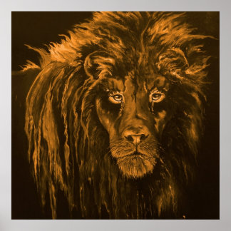 Lion in Sepia Poster