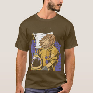 Lion In Space Astronaut -Astral Cosmic Design For T-Shirt
