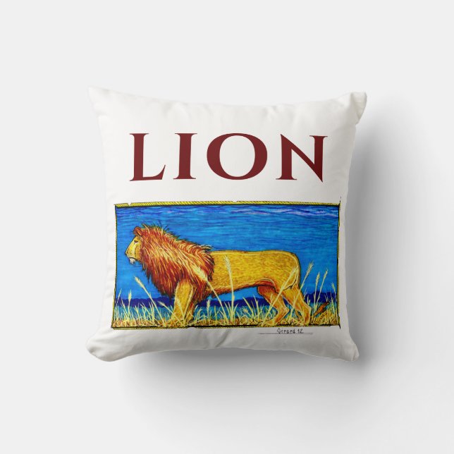 Lion in Tall Grass Cushion (Front)