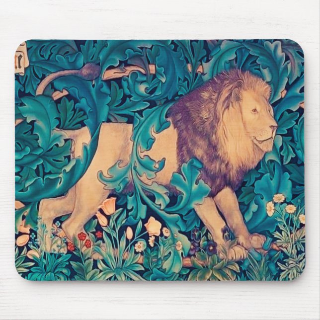 Lion in The Forest, William Morris Mouse Mat (Front)