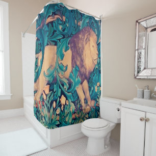 Lion in The Forest, William Morris Shower Curtain