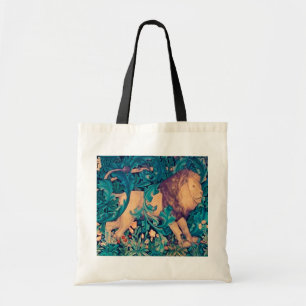 Lion in The Forest, William Morris Tote Bag