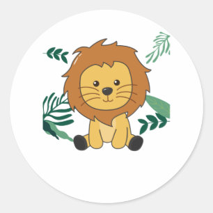 Lion In The Jungle Cute Animals For Kids Lions Classic Round Sticker