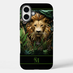 Lion in the Jungle Monogramed Initial iPhone 16 Plus Case