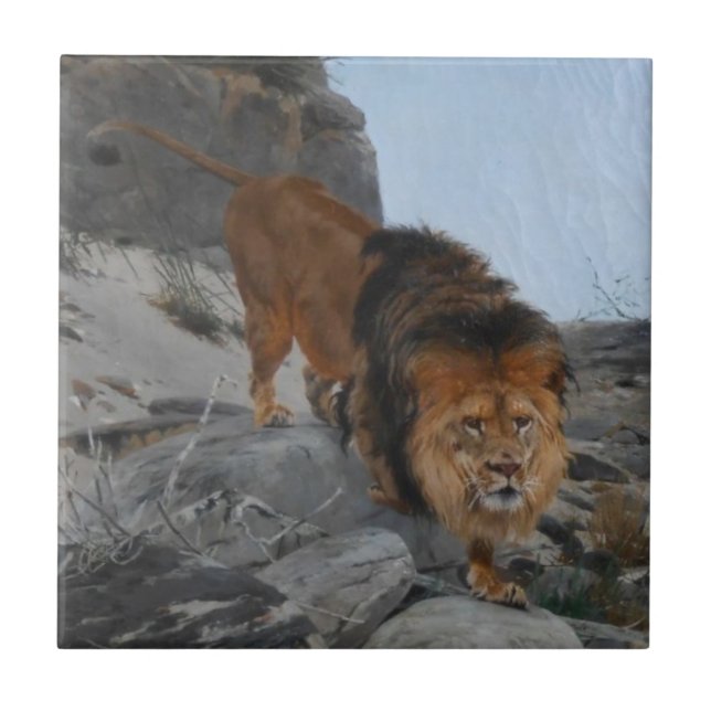 Lion in the Mountains (by Richard Friese) Tile (Front)