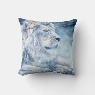 Lion In The Snow Throw Pillow