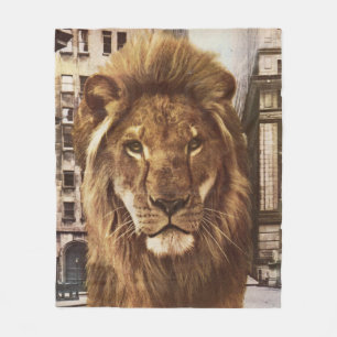 lion in town fleece blanket
