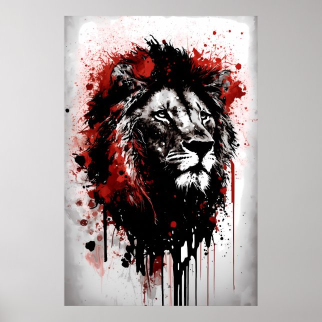 Lion Ink Painting Poster (Front)