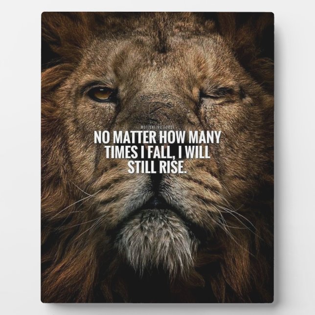 Lion Inspiration - Fall and Rise - Motivational Plaque (Front)