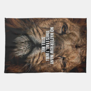 Lion Inspiration - Fall and Rise - Motivational Tea Towel