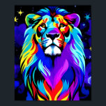 Lion - Inspirational Colourful Pop Art Poster<br><div class="desc">This colourful inspirational lion is inspired by courage and inspiration. This star gazing lion is proud and strong.</div>