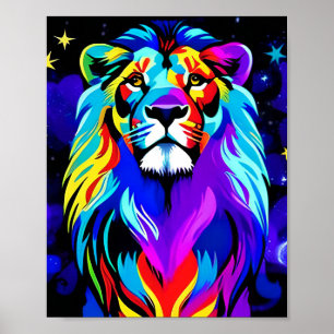 Lion - Inspirational Colourful Pop Art Poster