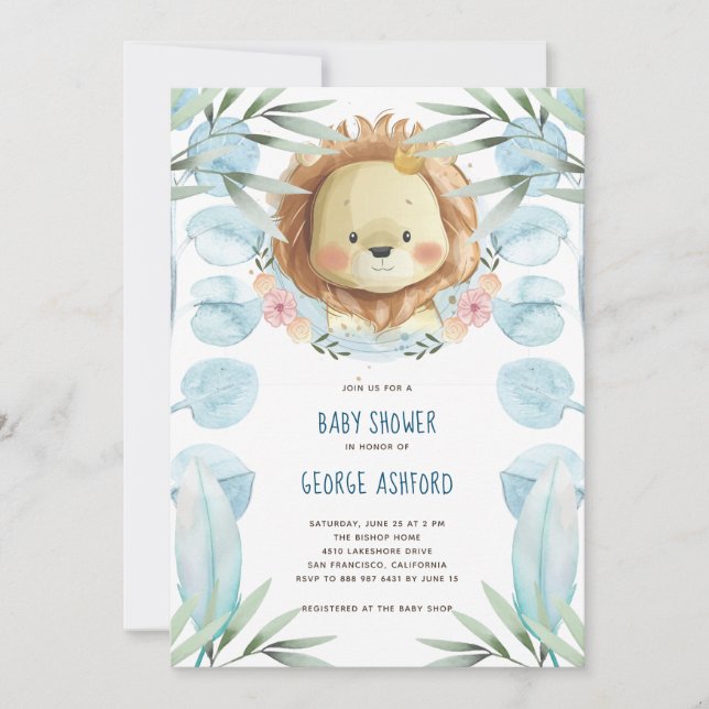 Lion It's a Boy Baby Shower Invitation (Front)