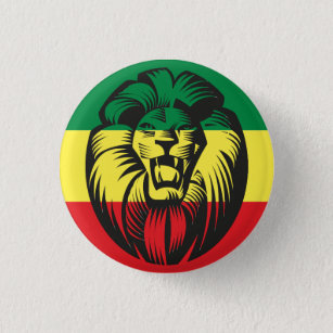 Lion Jah Rastafari Rasta Reggae Roots Button