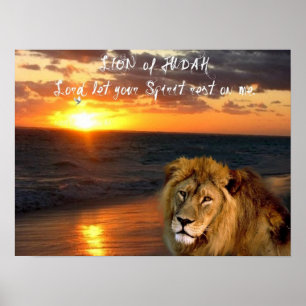 Lion Judah Greeting Inspirational Religious Poster