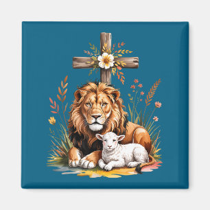 Lion Judah Lamb God Christian Scripture Design Magnet