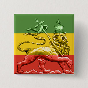 Lion Judah Rasta Reggae Colours 15 Cm Square Badge