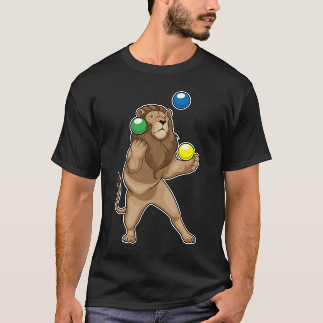 Lion Juggler Juggle T-Shirt (Front)