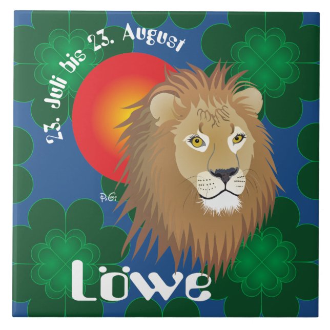 lion July 23 to August 22 Fliese Tile (Front)