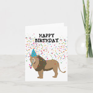 Lion Jungle Partying Animals Birthday Party Card
