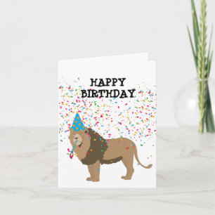 Lion Jungle Partying Animals Birthday Party Card