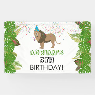 Lion Jungle Partying Animals Birthday Party Custom Banner